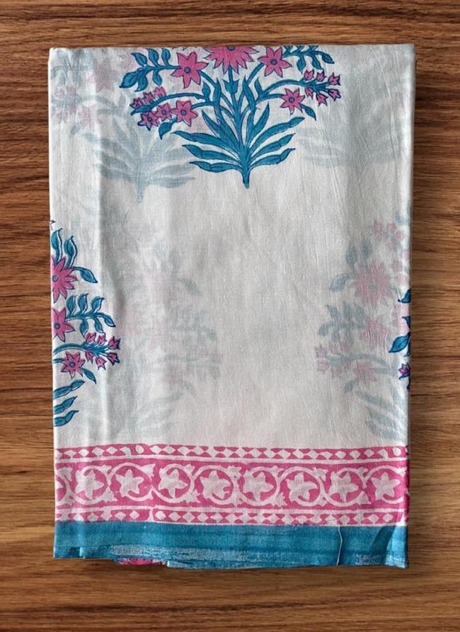 Cotton  White Daily Wear Printed Saree